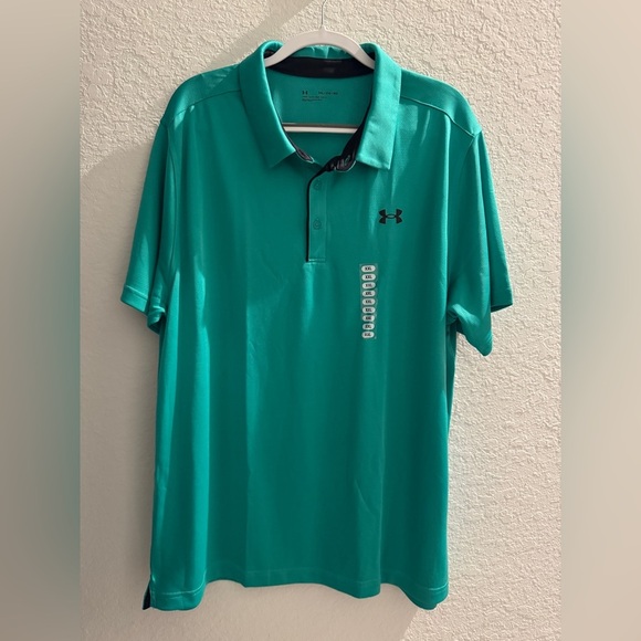 NWT under Armour Mens Tech Polo Birdie Green/Black Sz XXL - Picture 2 of 7
